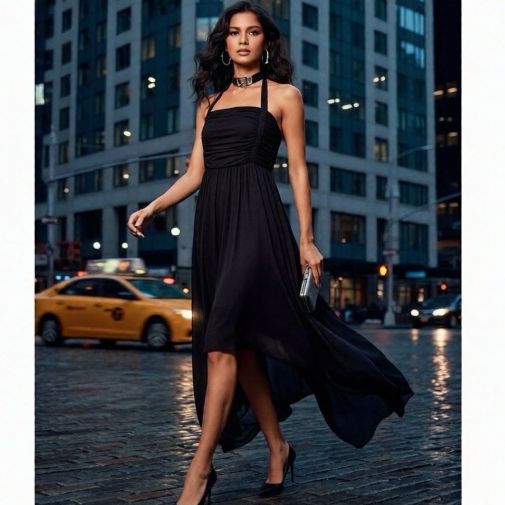 *30off3* NWOT. BCBGMAXAZRIA Black Cocktail Evening Dress.